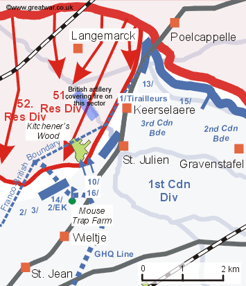 10th and 16th Canadian Battalions ordered to assemble ready for the counter-attack on Kitchener's Wood.