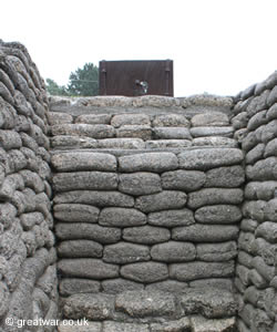 Sniper plate in a forward sap in the Allied trench section at the Vimy Memorial Park.