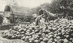 Store of ammunition for British trench mortars.