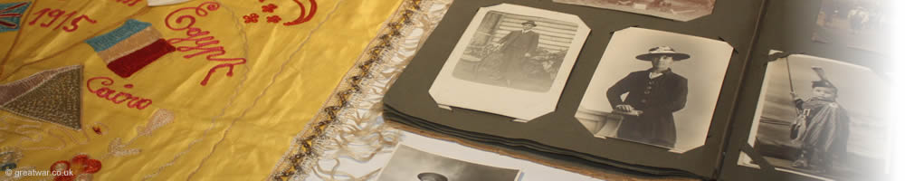 Embroidered silk scarf and photos at the Franco-Australian Museum.