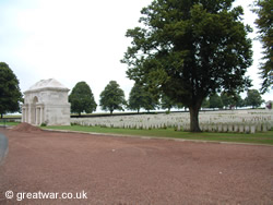 Entrance and parking area for Serre Road Cemetery No. 2.