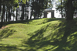 View from the bottom of the slope looking up towards the Memorial Pavilion and to the British Front Line just over the brow of the hill.