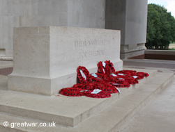 The Thiepval Memorial, approaching it from the main entrance on the east side of this memorial.