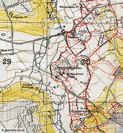 British Army trench map 28 S.W. (Edition 4) with trenches corrected to 28.12.16 (scale 1:20,000)