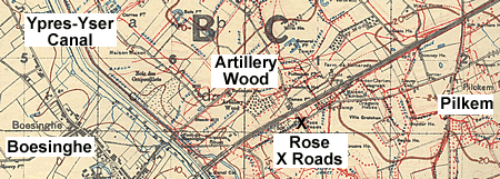 British Army trench map 28 N.W. (Edition 6A) with German trenches in red corrected to 20.6.17 (1:20,000)