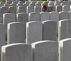 Graves at Lijssenthoek Military Cemetery.