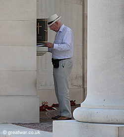 Memorial register at Ploegsteert Memorial.